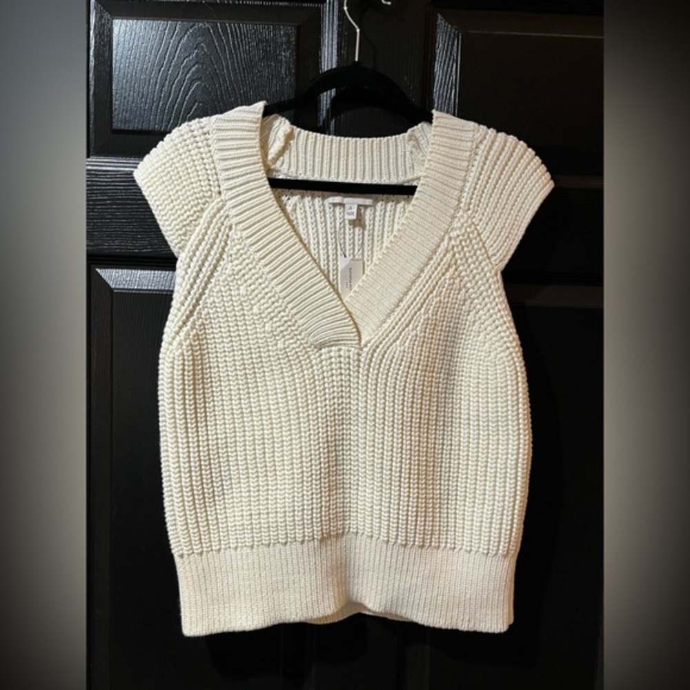 Banana Republic Factory Cream V-Neck Knit Sweater Vest